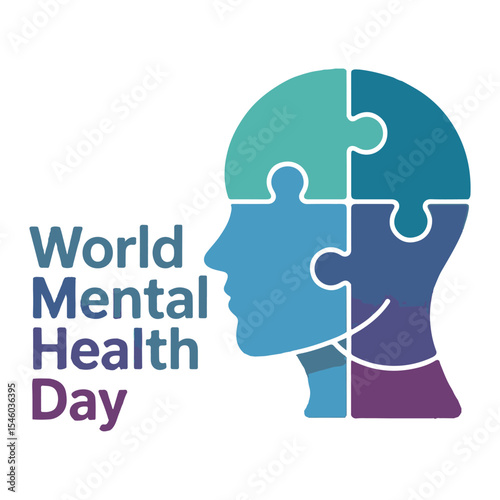 Mental Health Awareness Human Head Puzzle Concept for World Mental Health Day

