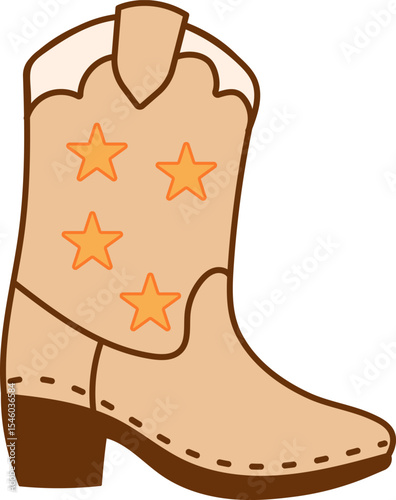 Western cowboy boot with four yellow stars icon