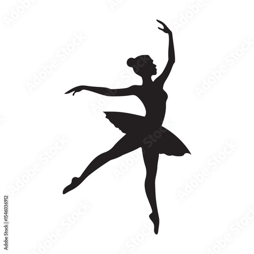 Black and White Ballerina Silhouette Dance Pose vector