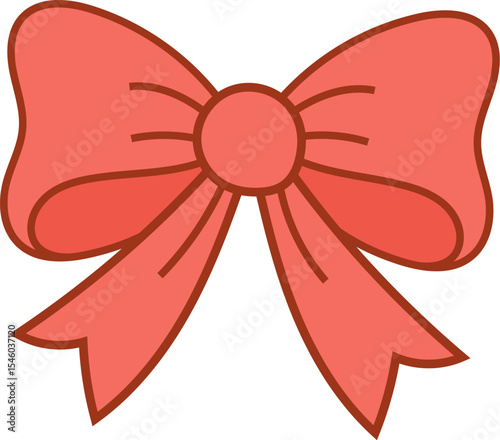 Red bow cartoon vector with cute soft design