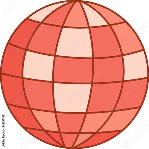 Disco ball in pink shades cartoon vector icon