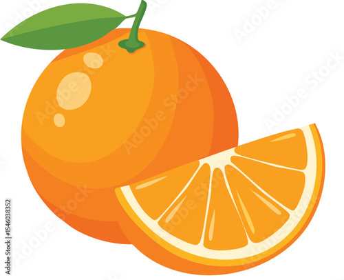 A single peeled orange with one slice slightly separated, arranged on a white background. The juicy texture and segments are clearly visible.