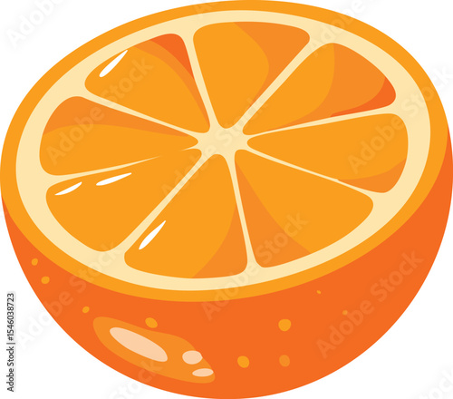 A single peeled orange with one slice slightly separated, arranged on a white background. The juicy texture and segments are clearly visible.