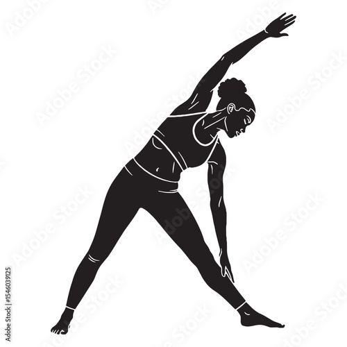 Graceful woman stretching with elegant and controlled extensions - woman stretching silhouette - woman stretching Vector - Silhouette of woman stretching
