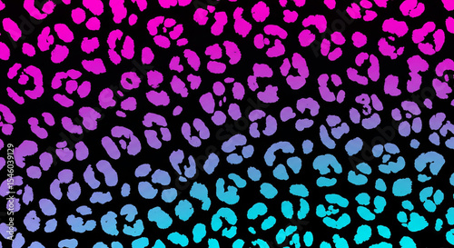 Leopard skin print in blue and pink gradient background