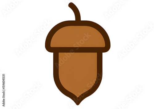 Stylized acorn icon on a transparent background, perfect for autumn themes.
