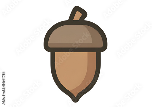 Minimalistic acorn icon featuring a smooth design and transparent PNG format.