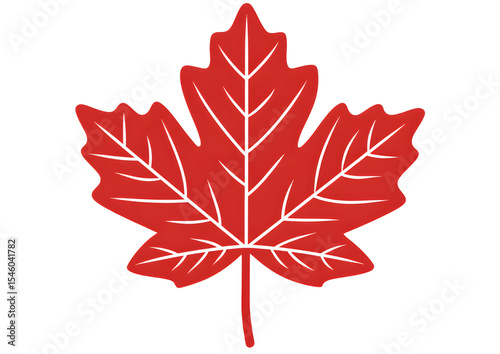 Stylized single red maple leaf icon with a transparent background in PNG format.
