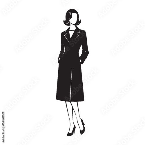 Distincive tall lady possessing unique features due to her height - tall lady silhouette - tall lady Vector - Silhouette of lady tall
