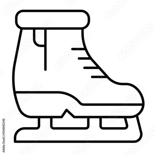Shoes for skating thin line icon, winter sport concept. Vector graphics. Skates boot, ski shoe with blade sign on white background, style mobile or design.