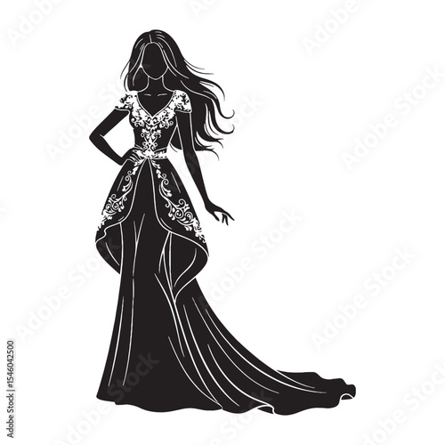 Commanding tall lady with an air of authority and natural leadership - tall lady silhouette - tall lady Vector - Silhouette of tall lady
