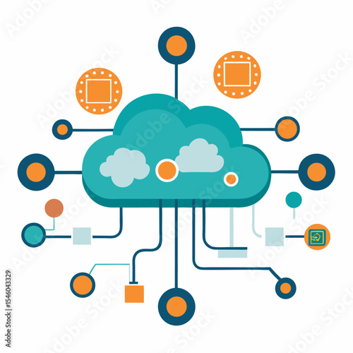 Cloud computing illustration digital network concept