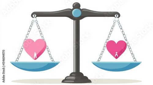 Balance Between Love and Commitment Represented by Scales