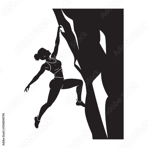 Nimble woman climbing moving with agility and speed - woman climbing silhouette - woman climbing Vector - Silhouette of woman climbing
