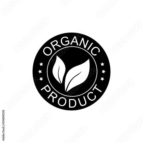 ORGANIC PRODUCT ICON VECTOR SIGN BLACK
