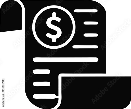 The image displays an icon representing an invoice, bill, or receipt, often associated with financial transactions. 