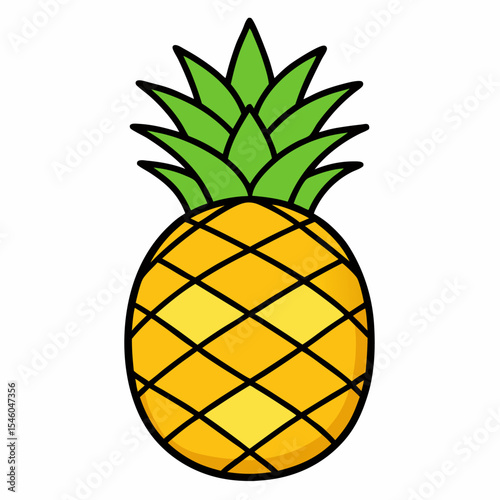 Line art pineapple icon tropical fruit design element