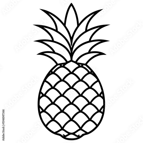 Line art pineapple icon tropical fruit design