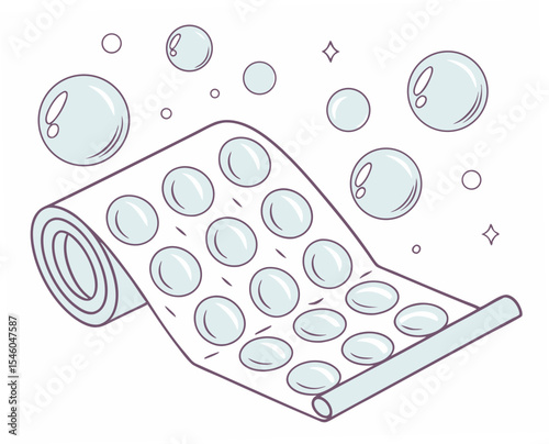 Bubble wrap with bubbles, isolated on a white background, copy space