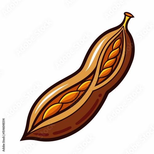 Curved line tamarind pod illustration