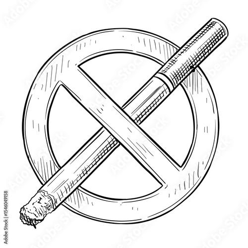 no smoking sign vector line art hand drawn illustration