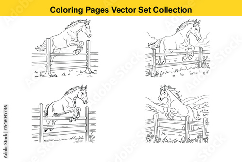 Cute Horse and Pony Coloring Pages Vector Art Collection