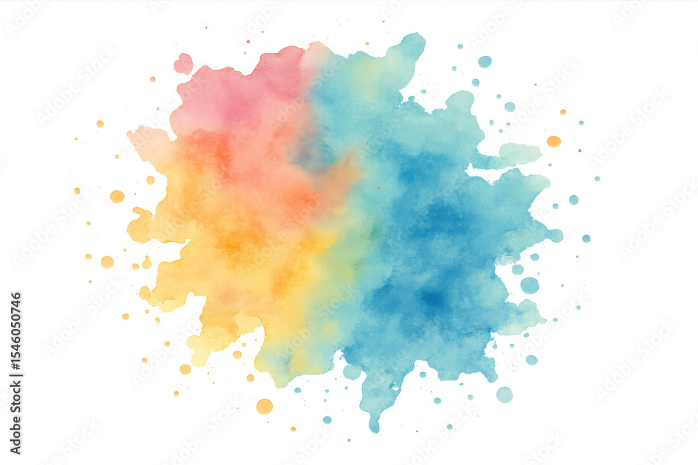 Fototapeta premium Abstract colorful watercolor splash with a transparent background, ideal for adding a vibrant touch to designs