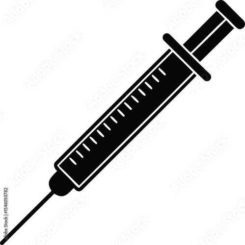 Stylized vector of a syringe with a needle and measurement markings
