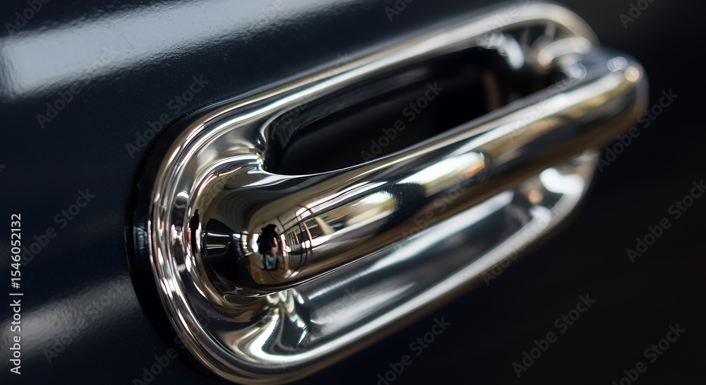 Naklejka premium Sleek Chrome Car Door Handle: A Close-Up