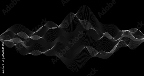 Abstract particles waves on a dark background Cyberspace grid hi tech network 3d illustration big data design