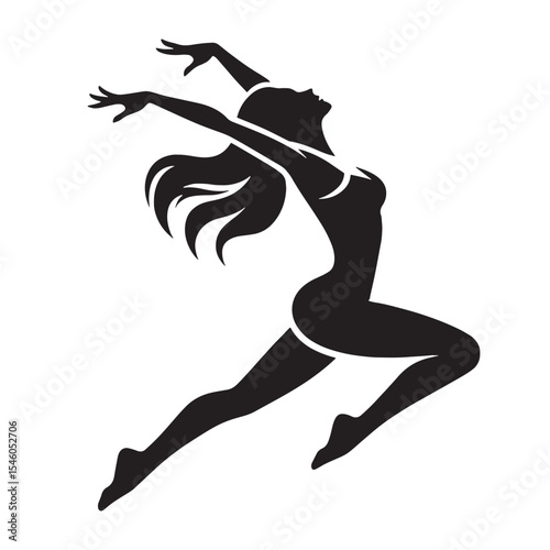 Seamless lady jumping moving with continuous and fluid transitions in her leaps - lady jumping silhouette - lady jumping Vector - Silhouette of lady jumping
