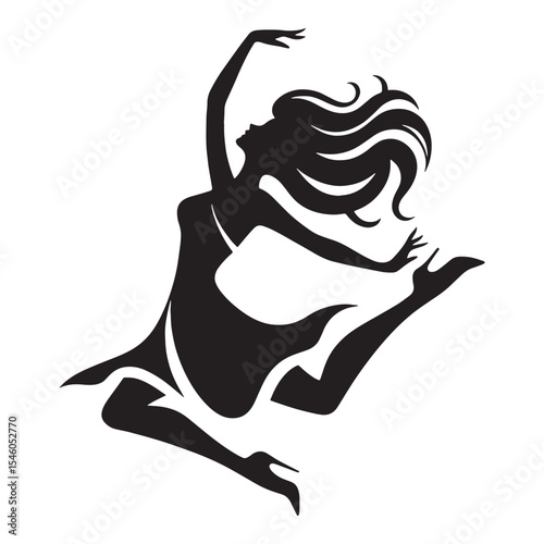 Athletic woman jumping highlighting her physical fitness and readiness for dynamic movement - woman jumping silhouette - woman jumping Vector - Silhouette of woman jumping
