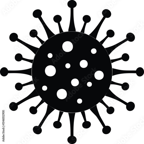 Stylized representation of a virus with spike proteins and internal spots