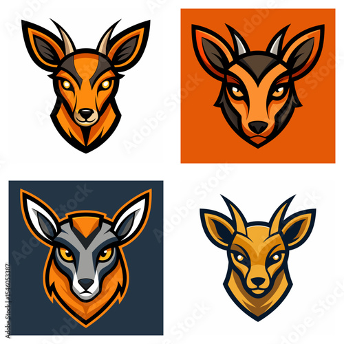 Four monkey mascot heads with different color schemes and aggressive expressions in a square format