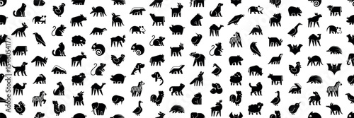 Seamless pattern with Animals logos collection. Geometrical abstract logos. Icon design