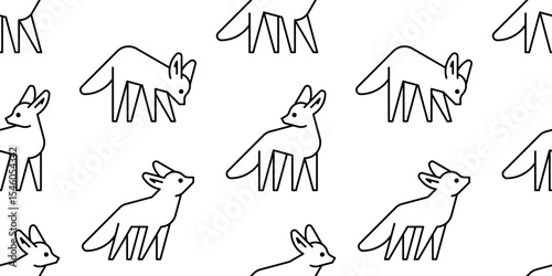 Seamless pattern with Fennec Fox logo. isolated on white background
