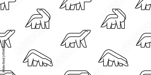 Seamless pattern with Honey Badger logo. isolated on white background
