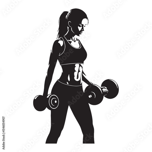 Competitive lady lifting weights striving for progress and exceeding personal bests - lady lifting weights silhouette - lady lifting weights Vector - Silhouette of lady lifting weights
