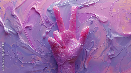 Wallpaper Mural Three-Finger Hand Gesture in Abstract Paint Swirl Torontodigital.ca