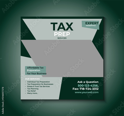 Clean and professional social media post template designed for tax preparation services. Ideal for promoting filing deadlines, refund support, and expert assistance across online platforms.