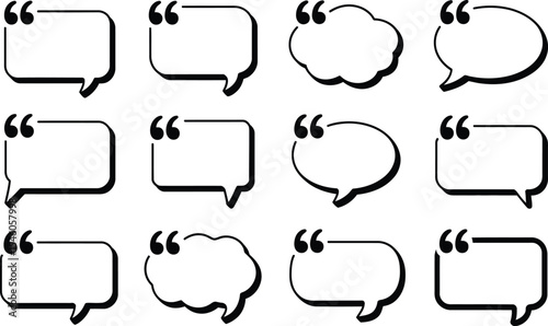 Collection of minimalist speech bubbles in various shapes for quotes and text inclusion