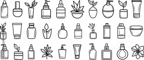 Set of hypoallergenic cosmetic icons for sensitive skin care product line vector design and natural beauty concept