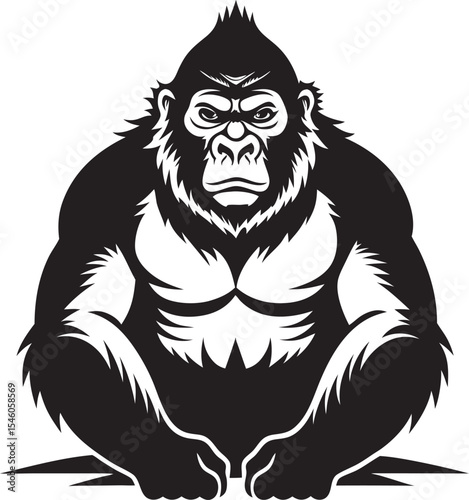A playful set of stylized chimpanzee illustrations in expressive poses, showcasing curiosity, agility, and personality