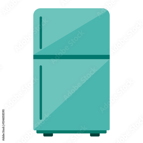 Flat Design Teal Refrigerator Icon with Double Doors