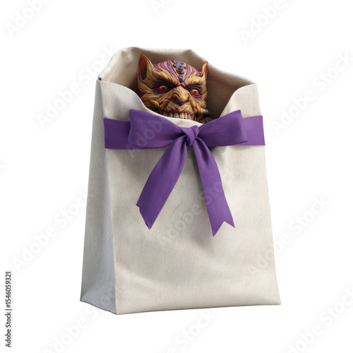 Halloween gift bag with creepy skull spooky atmosphere decorative content