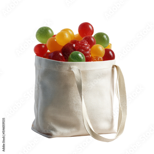 Halloween party treats colorful candy balls in tote bag fun and festive atmosphere