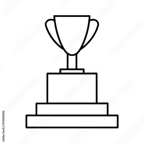 Success trophy placed on podium symbolizing business achievement Vector illustration