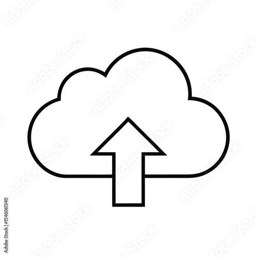 Cloud storage symbol showing upward file transfer to cloud Vector illustration