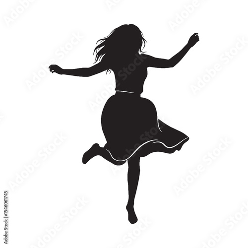 Focused woman rope skipping displaying intense concentration and athletic precision - woman rope skipping silhouette - woman rope skipping Vector - Silhouette of woman rope skipping

