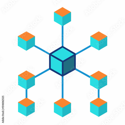 Abstract network connection cubes data technology
